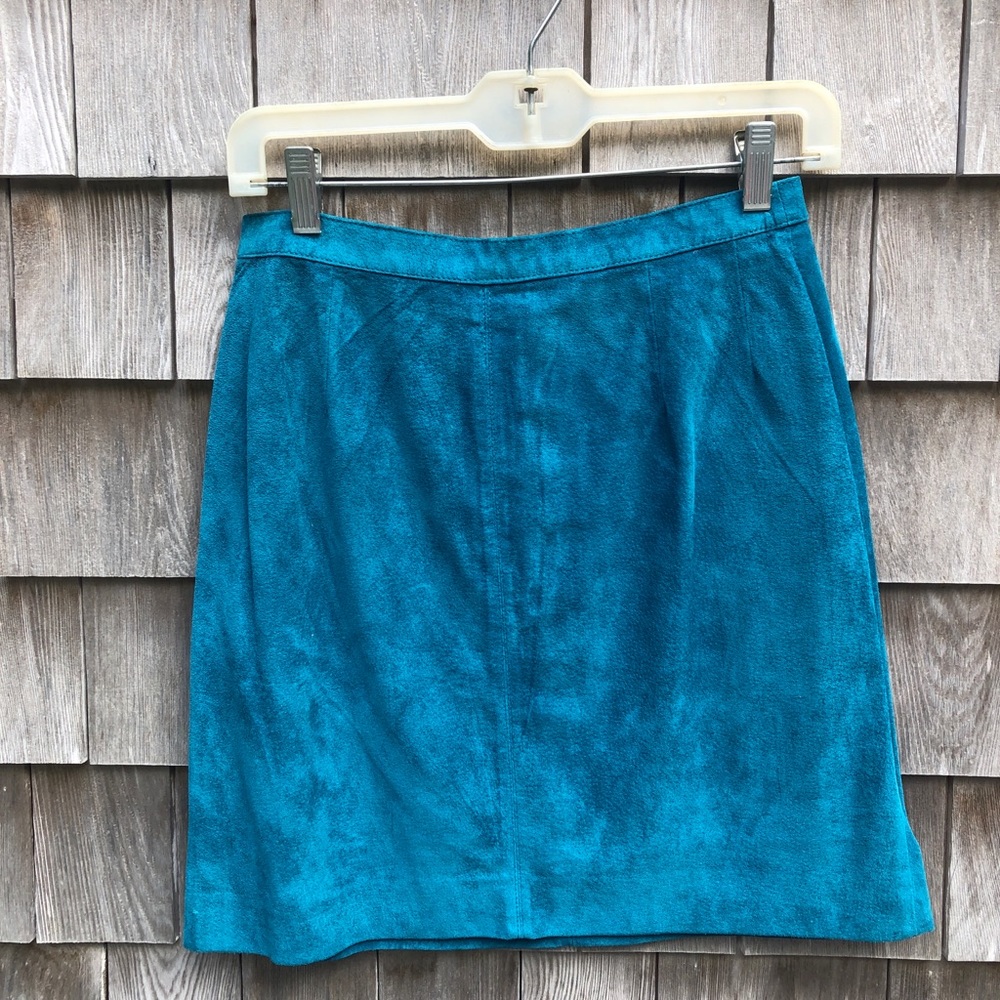 Torquoise suede skirt